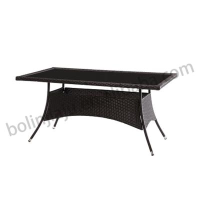 China Best Quality Tempered Glass Rattan Square Coffee Table Modern Rattan Outdoor Square Coffee Table for sale