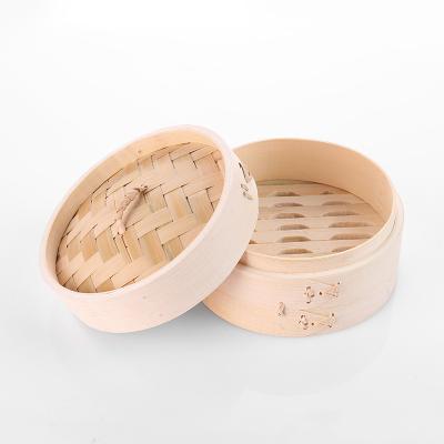 China Hot Selling High Quality Handmade Bamboo&Wood Eco-friendly Steamer Sustainable, Durable Cookware Round Food Steamers For Kitchen for sale