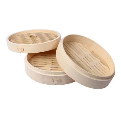 China 4 Inch To 14 Inch Mini Bamboo Steamer Eco-Friendly Sustainable Steamer Basket 2 Tier 1 Bamboo Lid for sale