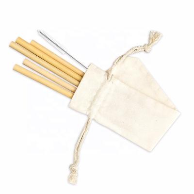 China Wholesale Sustainable Eco Friendly Natural Bamboo Straw Reusable Drinking Straw With Brush In Pocket for sale