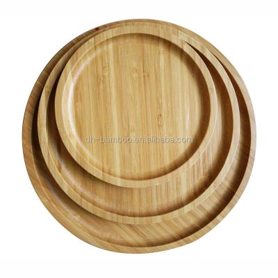 China Sustainable High Quality Round Serving Plates Bamboo Dishes for sale