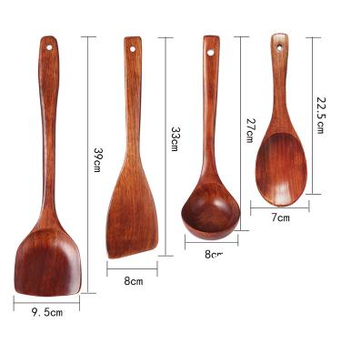 China Sustainable High Quality Eco-Friendly 4 Piece Wooden Turner Spoon Cooking Tool Set Kitchen Utensils Set for sale