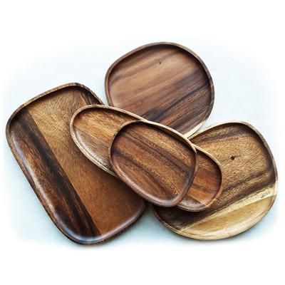 China Healthy and eco-friendly handmade wooden dish viable different size for kitchen food dessert bread cake for sale