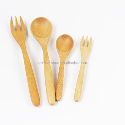 China Disposable Whole Sale Beech Wood Spoon And Fork Set Eco-friendly Chinese Cheap High Quality For Kids for sale