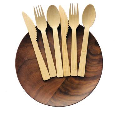 China Stocked Biodegradable Flatware Set 100% Natural Disposable Bamboo Cutlery Set Dinnerware Set Eco-Friendly for sale