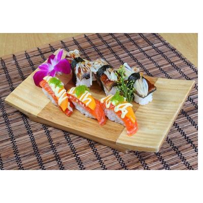 China Sustainable bamboodinner plate wholesale sushi pad sushi wooden table dish for sale