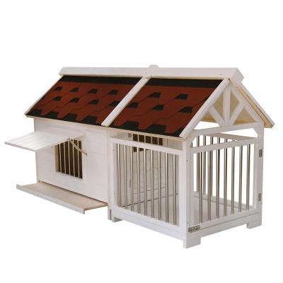 China Large Outdoor Solid Wooden Logo Kennel Luxury Pet Kennel Breathable Wholesale Factory Customized for sale