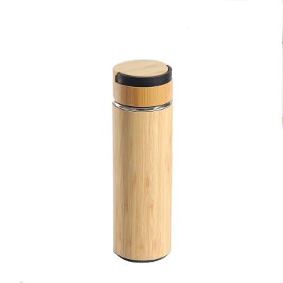 China New Fashion PORTABLE Bamboo Laptop Thermos Shell Vacuum Tea Cup Thermos Water Bottle Bamboo Drinks Cups for sale