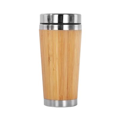 China Sustainable 450ML Car Custom Stainless Steel Eco Friendly Bamboo Coffee Mug With Lid for sale