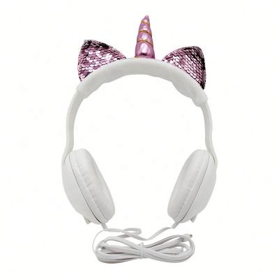 China New cartoon headband high quality plush stereo earphone custom earphone boys and girls wire earphone for sale