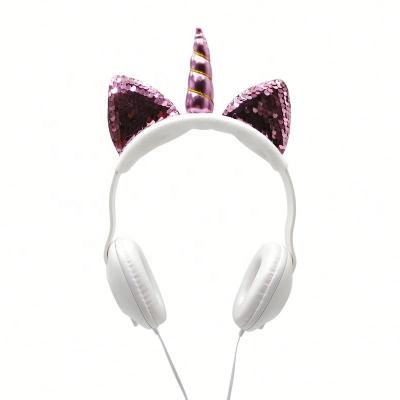 China OEM High Quality Plush Headband Pink Stereo Wire Earphone Cute Wire Earphone for sale