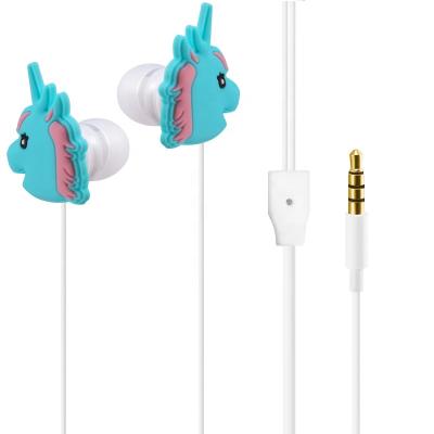 China In-Ear 3.5mm Plug Cartoon Stereo PVC Unicorn Earphone for sale