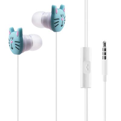 China Bulk New Cute In-ear Earbuds 3D Cartoon Cat Face In-Ear Headphones With Handsfree MIC for sale