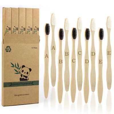 中国 Free sample bamboo case toothbrush bamboo toothbrush biodegradable bristle bamboo toothbrush set 販売のため