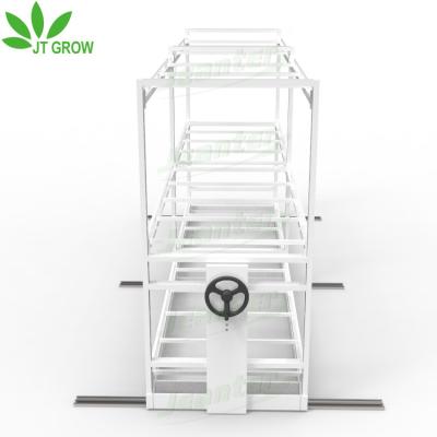 China Hydroponic Heavy Duty Plant Growth Greenhouse Movable Growing Benches Steel Grow Table With Flood And Drain for sale