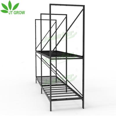 China 2 Tier Static Vertical Rolling Benches Hydroponic Mobile Grow Racks for sale