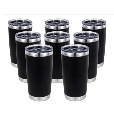 China Wholesale PORTABLE 20oz Black Powder Coating Tumbler Cups In Bulk Double Wall Stainless Steel Tumbler for sale