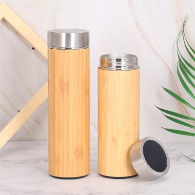 China 2021 New Business On The Market Custom Tea Cup Bamboo Outside Stainless Steel Water Bottle With Bamboo Lid for sale