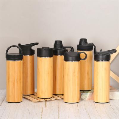 China 500ml Business Tea Drink Vacuum Stainless Steel Bamboo Material Bamboo Water Bottle for sale