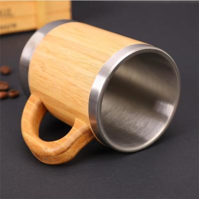 China Double Wall Handle Bamboo Tea Cup Sustainable Bamboo Tumbler Cup 350ML Bamboo for sale