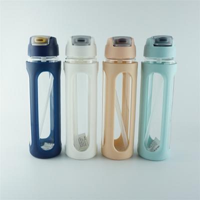 China Stylish Sustainable Top Level Environmental Borosilicate Glass 600ml Water Bottle for sale