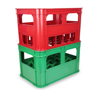 China Low Price 24 Bottles Stackable Beer Box Plastic Glass Crates For Wine Beverage for sale