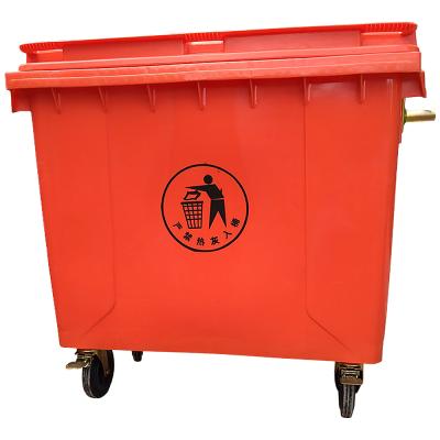 China Sustainable 660l Rectangular Large Bin Plastic Wheeled Waste Bin for sale