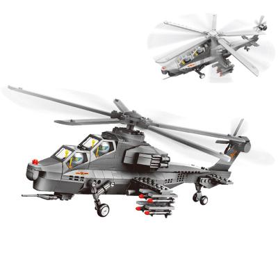 China WZ10 Small Particles Educational Military Armed Helicopter Series Construction Toy Children's Assembled Building Blocks Model Toy For Children for sale