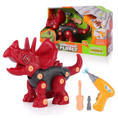 China Kids Toy Top Selling Children Learning Animal Toys DIY Building Dinosaur Playset Take Apart Dinosaur Toy With Electric Drill For Kids for sale