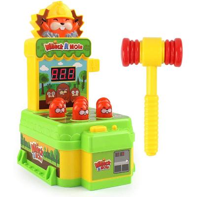 China Kids Play Amazon Toy Pounding Toys Mini Electronic Interactive Developmental Arcade Game With 2 Hammers, Coin Beat A Mole Game For Kids for sale