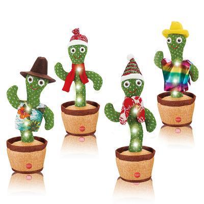 China With Tik Tok Hot Sale Electronic Talking Cactus Plush Led Light Toys With Sunny The Cactus Light Repeats What You Say Dancing Cactus For Kids for sale