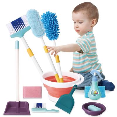 China Children Play Kids Pretend Play Cleaning Small Dustbin Scavenger Kids Household Learning Tool Cleaning Toys with 14pc for Children Cleaning Set for sale