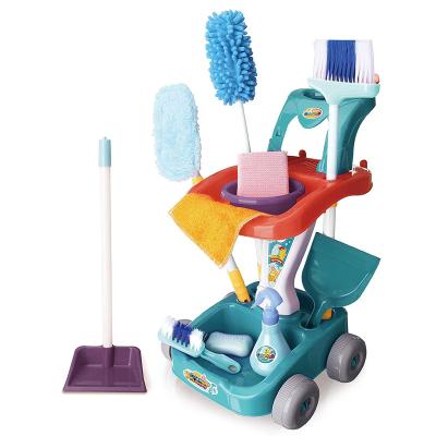 China Kids Play Girls Pretend Play and Toy Preschool Cleaning Tool Funny Housekeeping Cleaning Trolley for Kids Cleaning Toys Set for sale