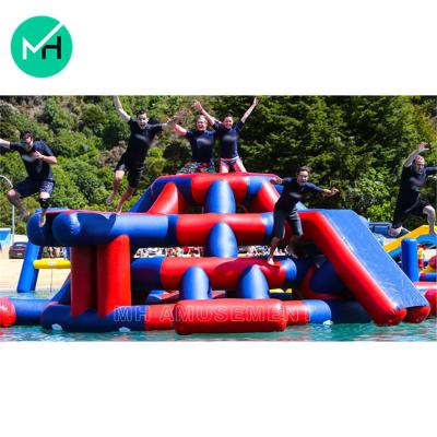 China Outdoor Water Amusement Water Slide Ride Big Floating Inflatable Jumping Water Park Outdoor Amusement Equipment for sale