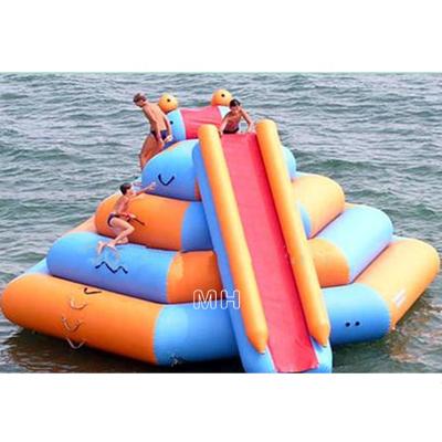 China Water Play Equipment Floating Inflatable Water Slide Ride Inflatable Sealed Climbing Slide For Small Water Park Games for sale