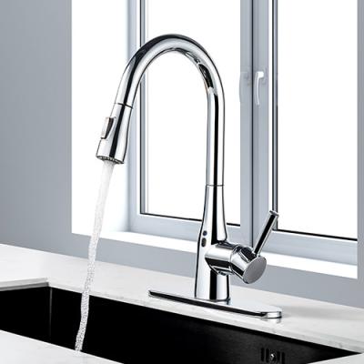 China Touchless Sense Faucets Kitchen Faucet with Pull Down Sprayer, Motion Sensor Kitchen Sink Faucet with 1 Handle 2 Mode-Chrome for sale