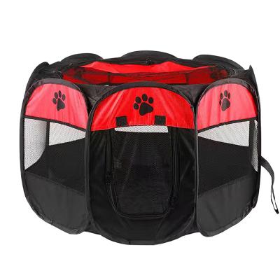 China Wholesale Custom Foldable Portable Pet Cage Oxford Octagon Fabric Travel Dog Cage Breathable Stocked Breathable Outdoor Cage for sale