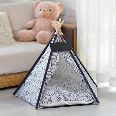 China Wholesale Custom Cat Toys Pet Folding Four Seasons Cooling Canvas Tent Closed Cat Nest for sale