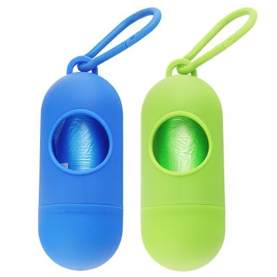 China Portable Pet Dog Waste Bag Eco-friendly Biodegradable Poop Stored Bags With Capsule Shape Dispenser for sale