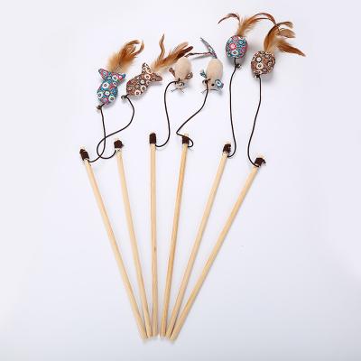 China New Style Custom Viable Cat Teaser Stick Feather Interactive Blue Cat Fishing Toys Charmer Wand Katzenspielzeug Juguetes Para Gatos for sale