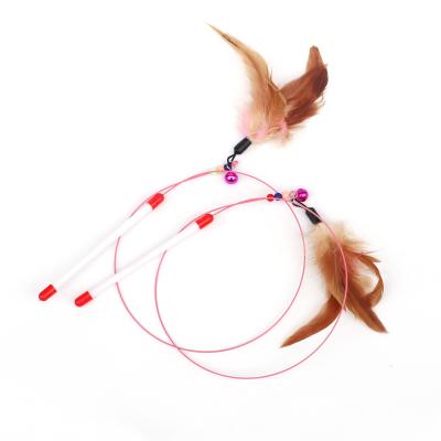 China New Viable Pet Supplies Play With Funny Interactive Wander With Feather Fish Stick Fairy Pet Toy Bell Cat Stick for sale