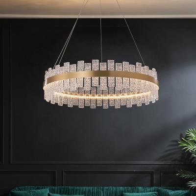 China Gold modern round glass led new Nordic hanging lamp design hotel living room luxury for guzhen modern chandeliers pendant lights for sale