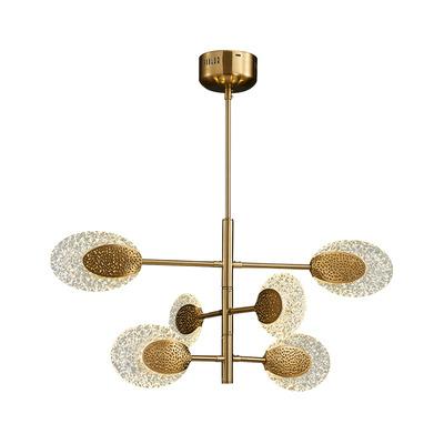 China Modern designer American villa hotel restaurant luxury decorative living room pendant lamp modern gold leaf glass led chandelier for sale