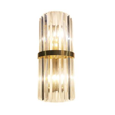 China Modern luxury bedroom post-modern bedside living room hotel wall light gold background k9 crystal wall lamp for sale