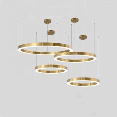 China Modern Kitchen Dining Room Round Led Acrylic Nordic Modern Hotel Lobby Chandelier Gold LED Decorative Pendant Light for sale