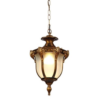 China Rustic Bronze Industrial Balcony Glass Aisle Retro Loft Lamp Outdoor Yard Hanging Waterproof Pendant Light for sale