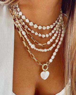 China 2021 Trendy jewelry trends gold plated tahitian chain pearl waterproof necklace for sale