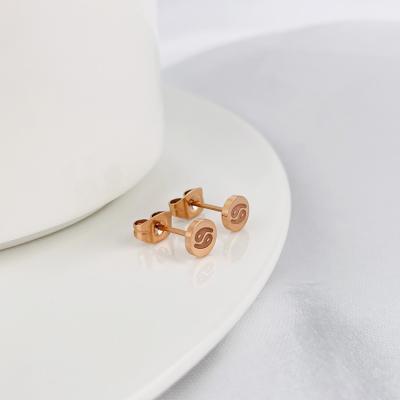 China TRENDY Non Tarnish Gold Plated Stainless Steel Cut Out 12 Zodiac Sign Stud Earrings for sale