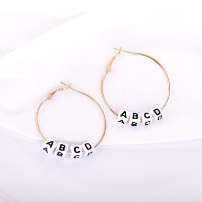 China TRENDY 2022 Women Jewelry Letter Charm Alloy Drop Earrings Stud Earrings for sale