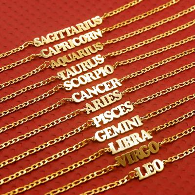 China TRENDY Custom 18k Gold Plated Stainless Steel 12 Zodiac Sign Anklet Chain For Women for sale